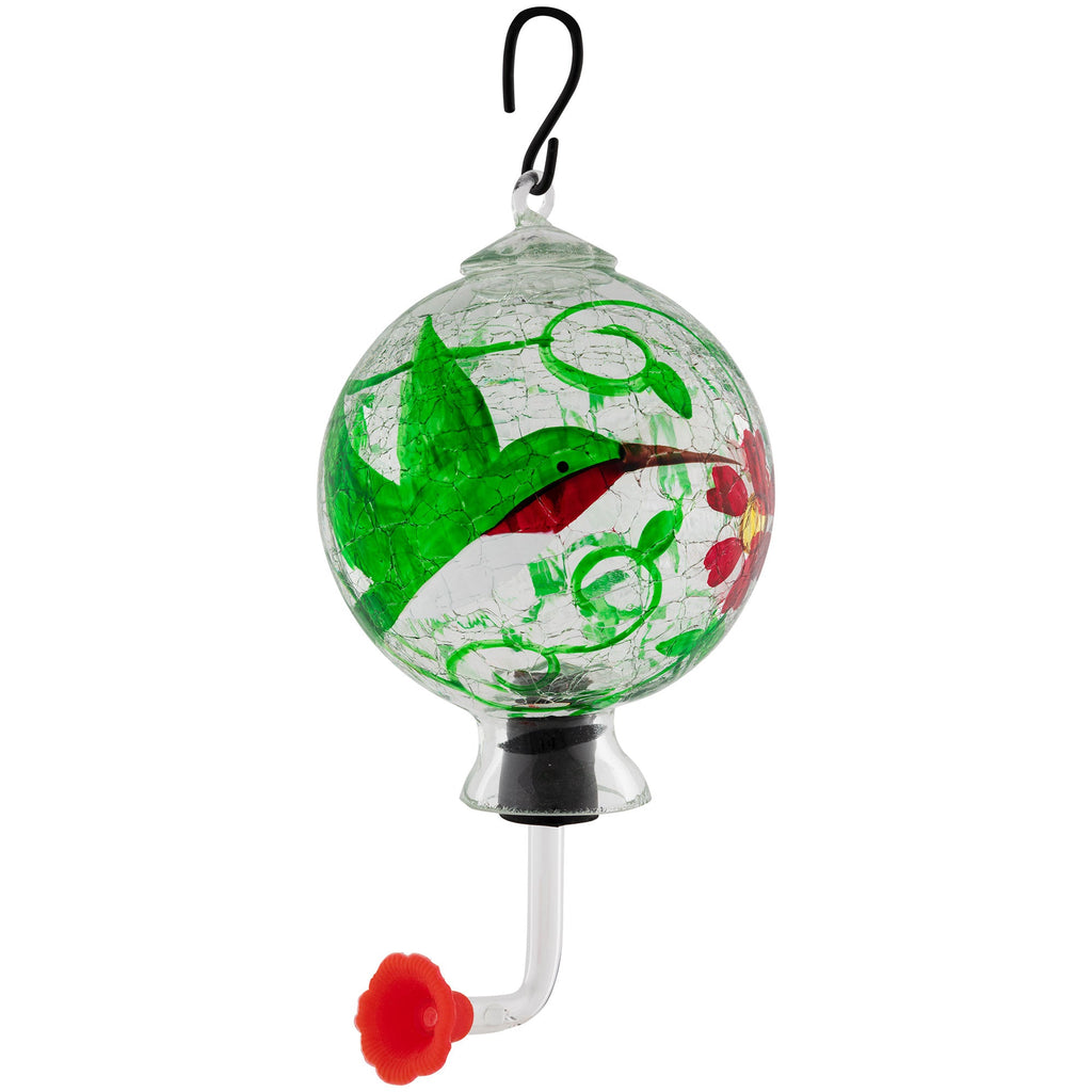 Hand-Painted Glass Hummingbird Feeder