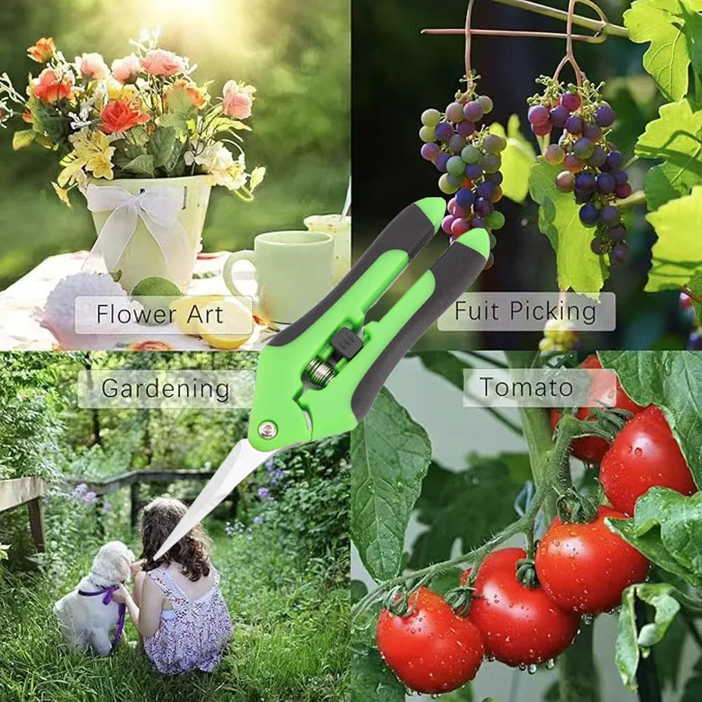 6.5 Inch Gardening Scissors | Spring Loaded Pruners with Stainless Steel Blades