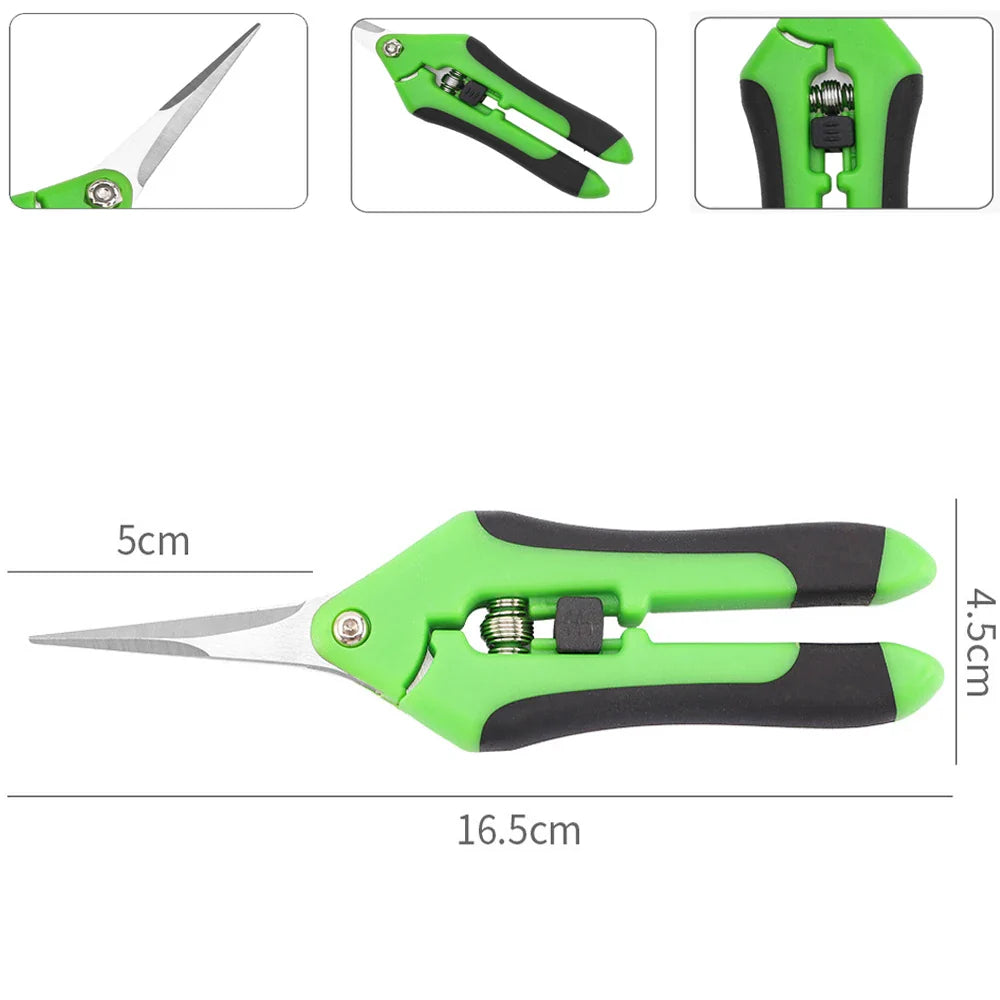 6.5 Inch Gardening Scissors | Spring Loaded Pruners with Stainless Steel Blades