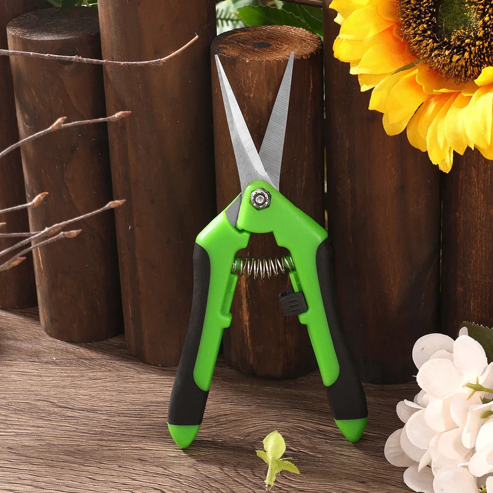 6.5 Inch Gardening Scissors | Spring Loaded Pruners with Stainless Steel Blades